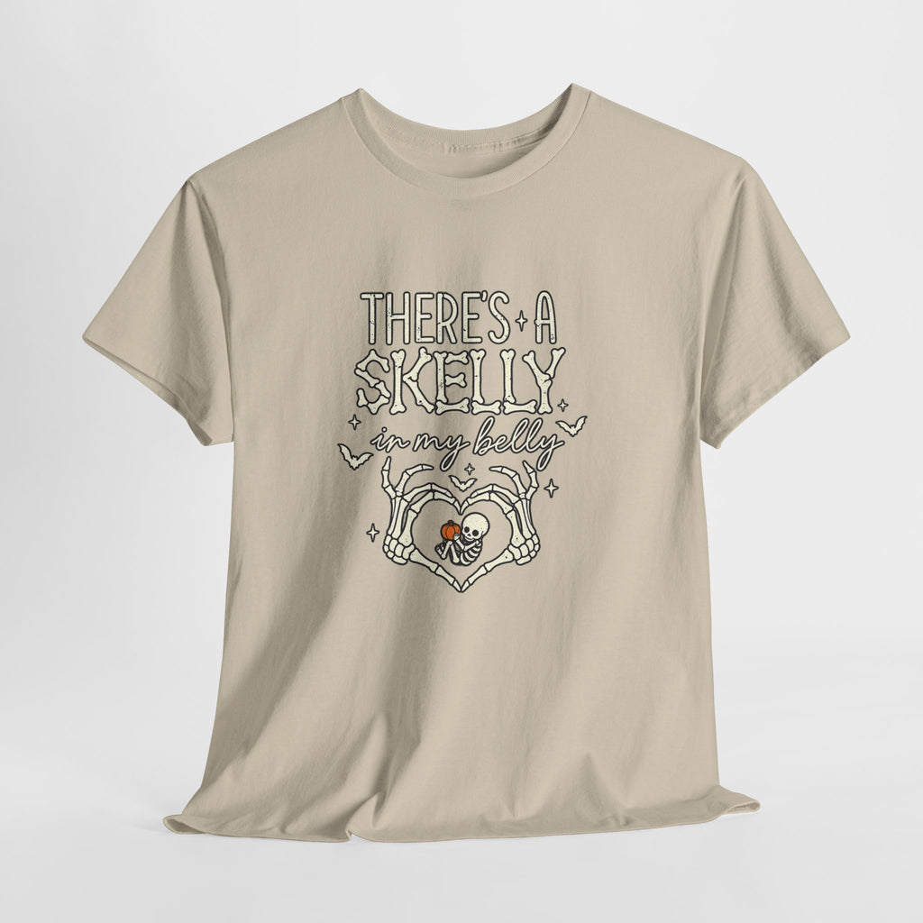 Skeleton Heart T‑Shirt — "There's a Skelly in My Belly" Cute Halloween Tee