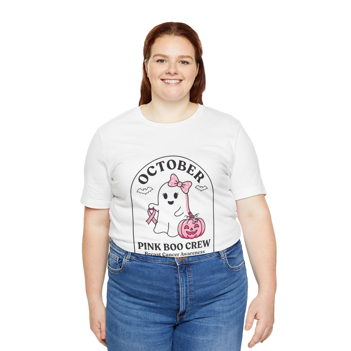 October Pink Boo Crew Tee — Breast Cancer Awareness Ghost T-Shirt