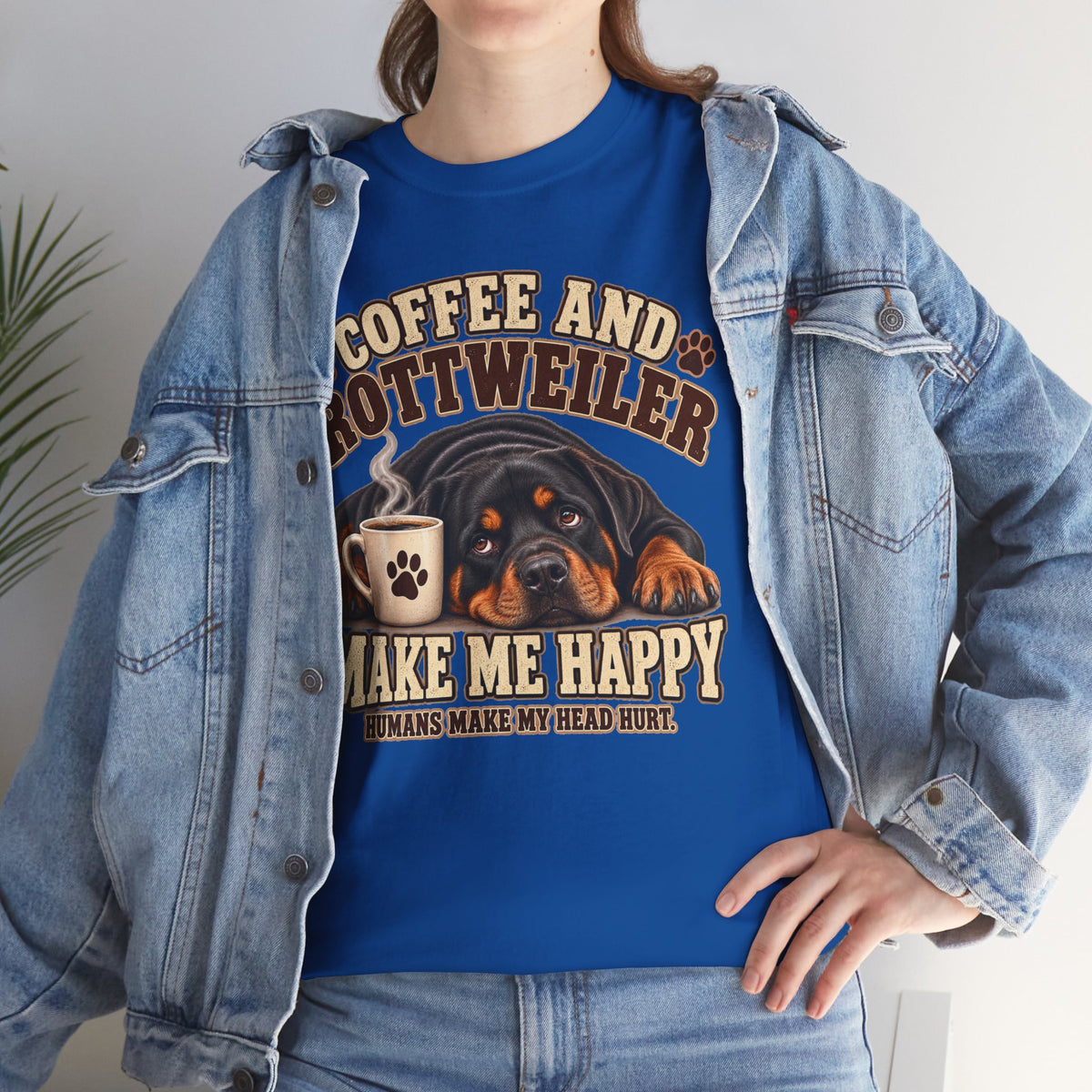Coffee and Rottweiler Tee — "Coffee and Rottweiler Make Me Happy" Dog Lover Shirt