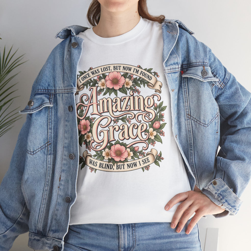 Amazing Grace Floral T-Shirt — Vintage Christian Faith Tee