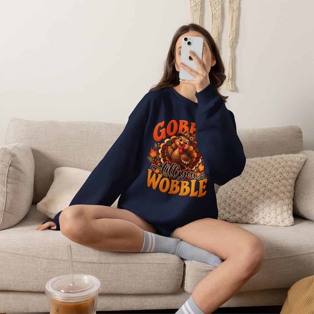 Thanksgiving Turkey 'Gobble Till You Wobble' Crewneck Sweatshirt