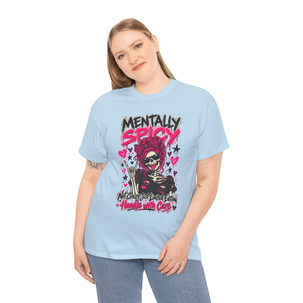 Mentally Spicy Skeleton Graphic T-Shirt
