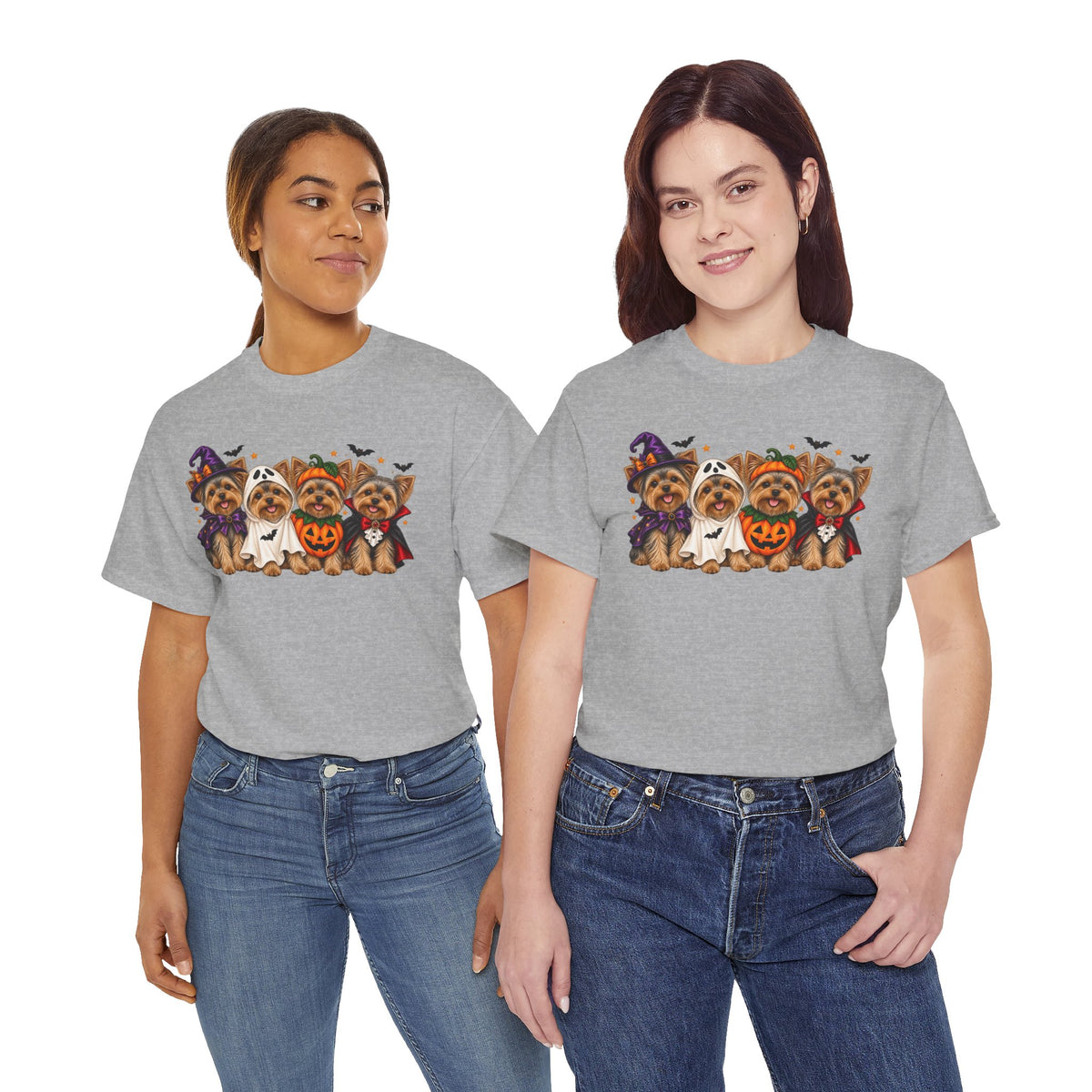 Halloween Yorkie T-Shirt — Cute Yorkies in Costumes (Pumpkin, Ghost, Witch, Vampire)