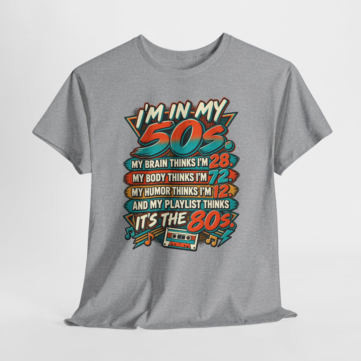 Retro 50s Birthday T‑Shirt — "I'm in My 50s" 80s Playlist Cassette Tee