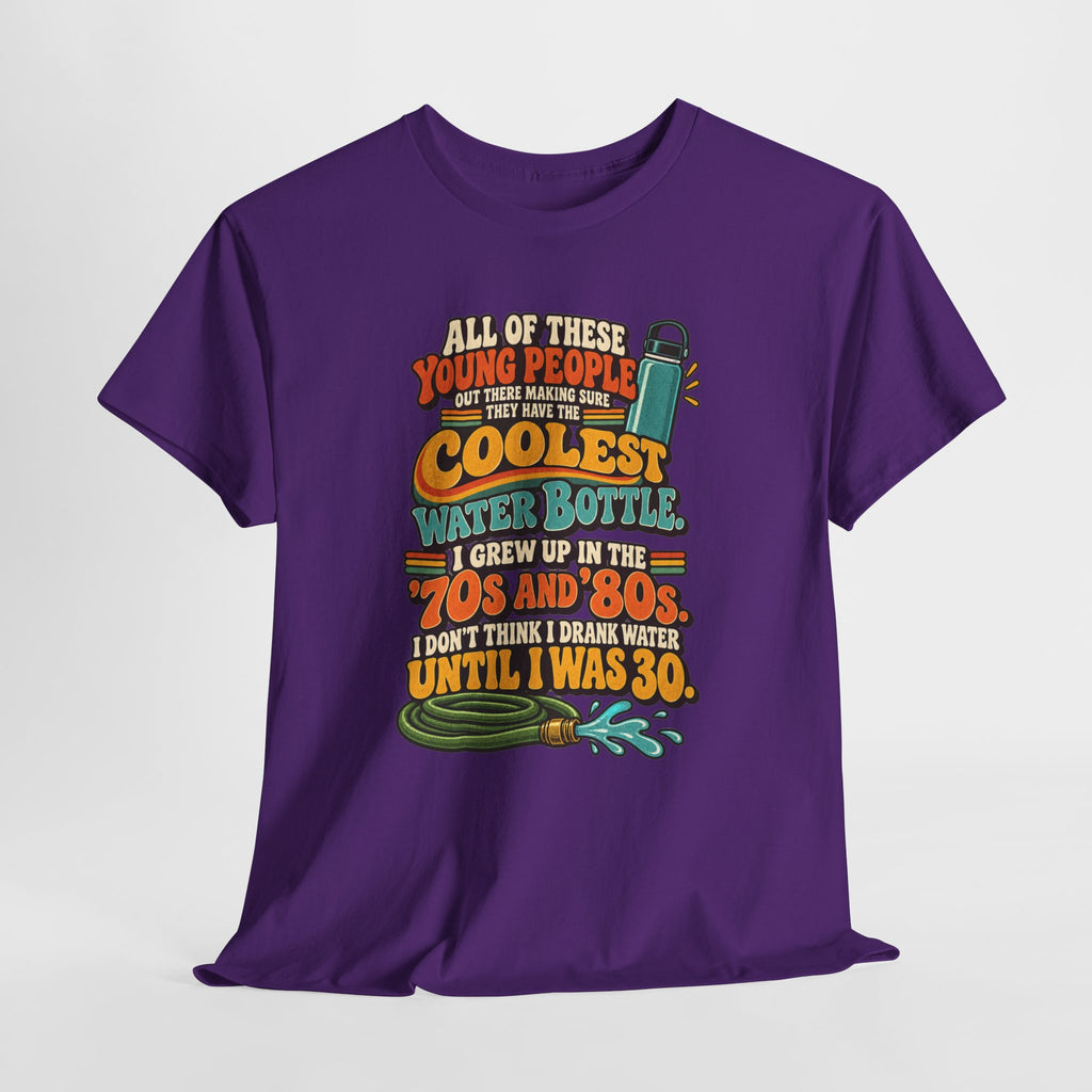 Retro 70s-80s Funny Water Bottle Tee — "Coolest Water Bottle" Graphic T-Shirt