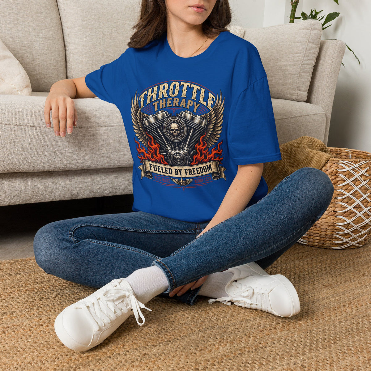 Throttle Therapy Motorcycle T‑Shirt — Fueled by Freedom Riding Tee
