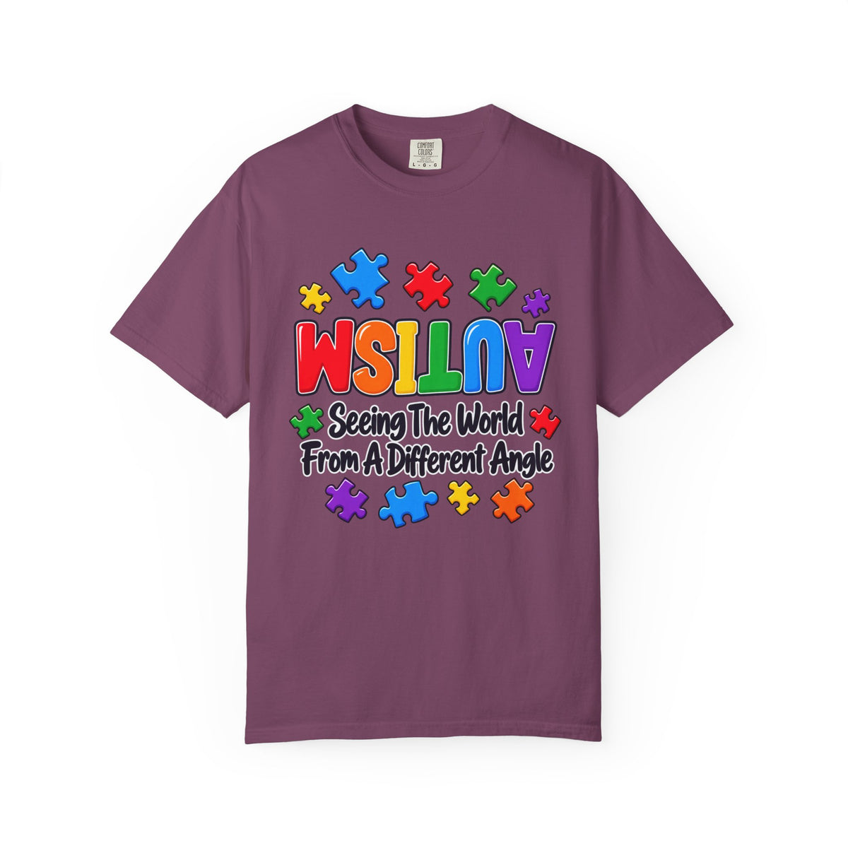 Autism Awareness T-Shirt — "Seeing the World From a Different Angle" Puzzle Design