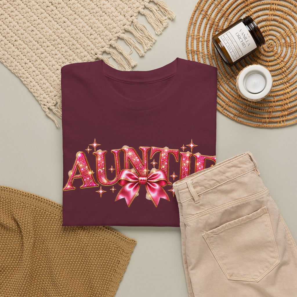 Auntie Graphic T-Shirt | Pink Bow Design