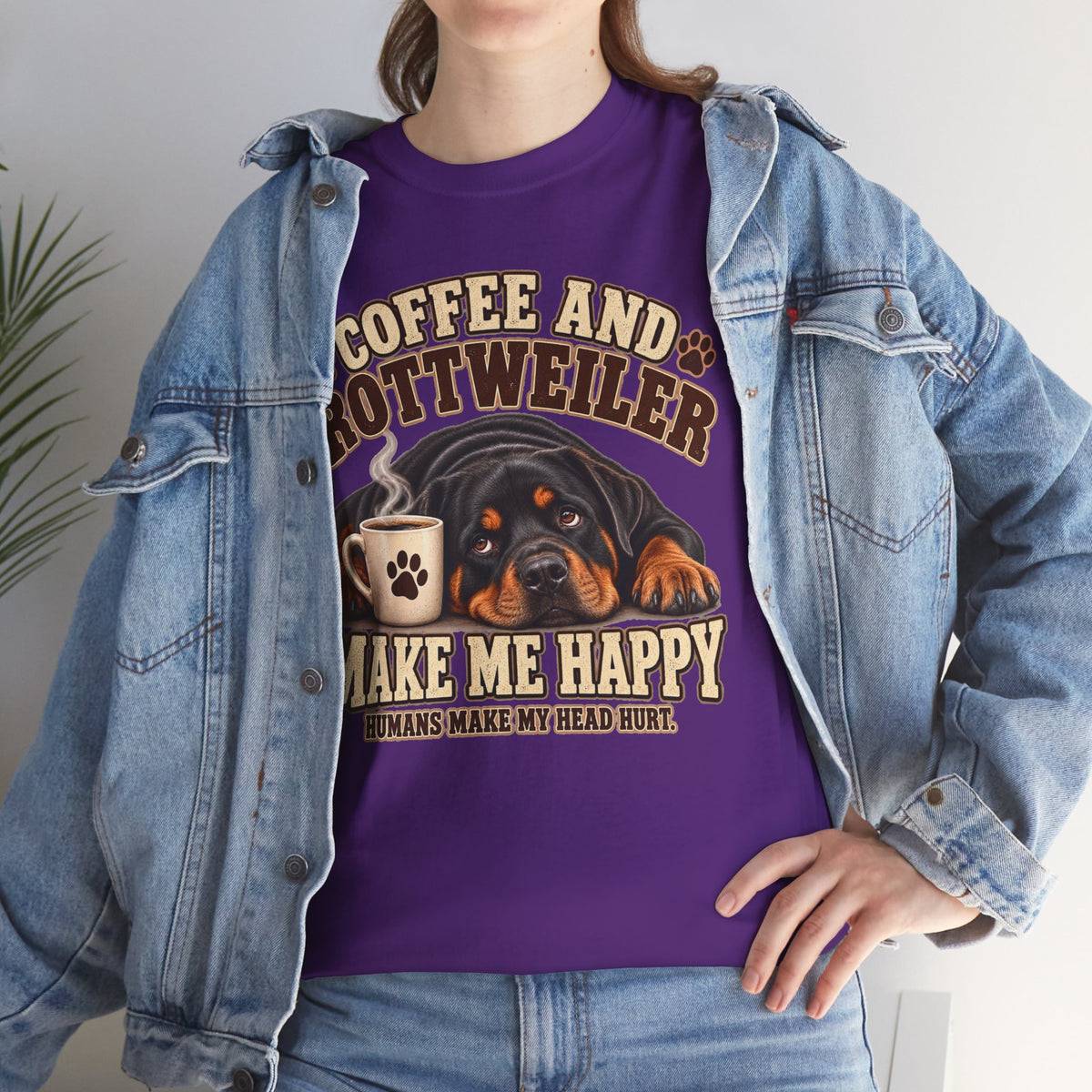 Coffee and Rottweiler Tee — "Coffee and Rottweiler Make Me Happy" Dog Lover Shirt