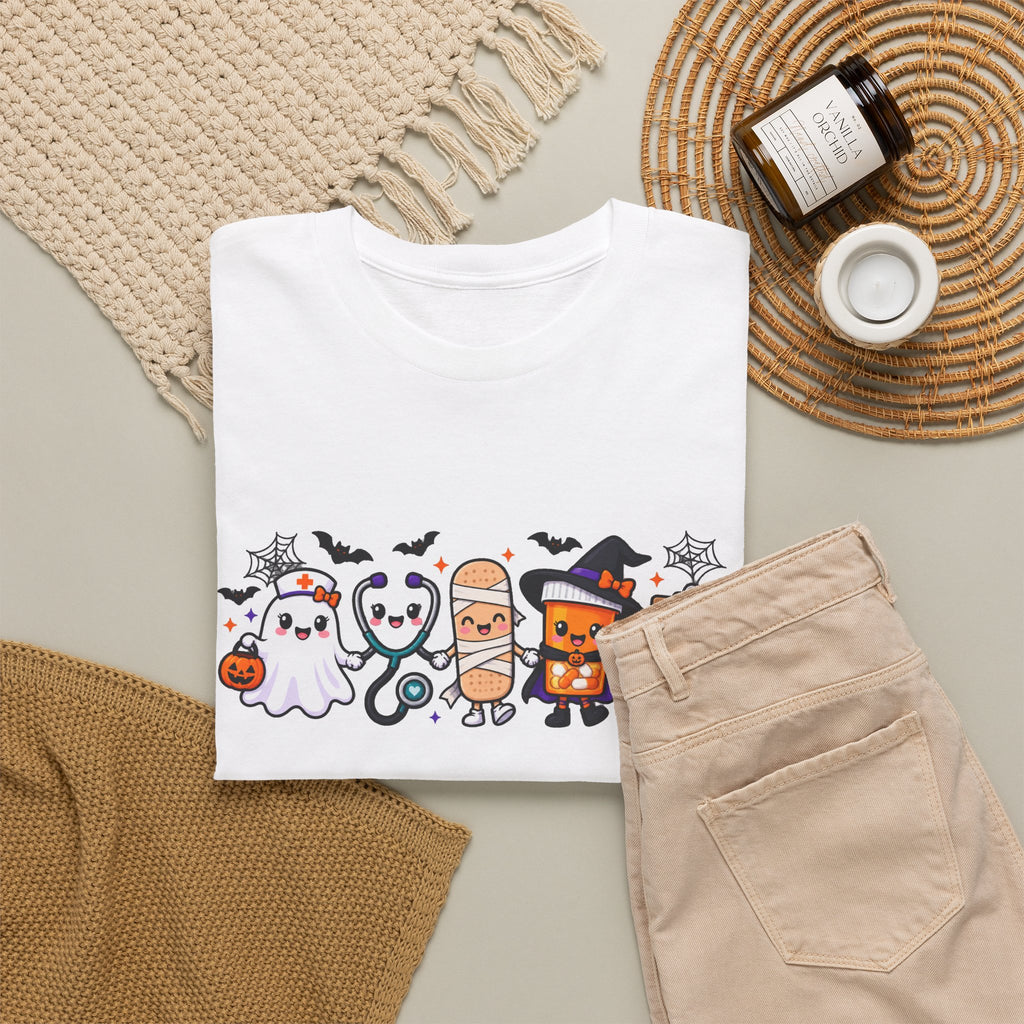 Halloween Candy Characters Tee — Cute Trick-or-Treat Ghosts & Candy Corn Shirt