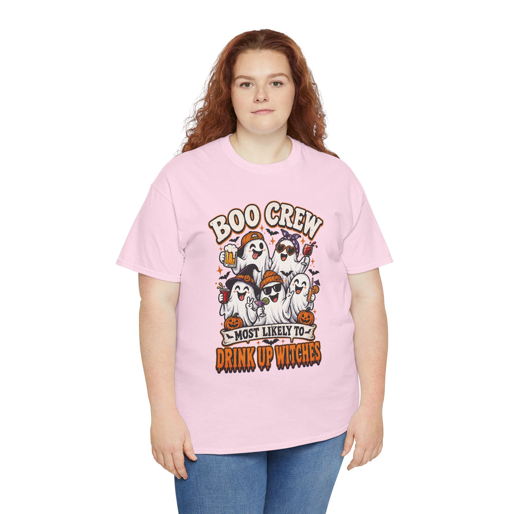 Boo Crew Halloween Tee — "Most Likely to Drink Up Witches" Ghost Party Shirt