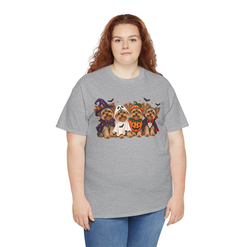 Halloween Yorkie T-Shirt — Cute Yorkies in Costumes (Pumpkin, Ghost, Witch, Vampire)