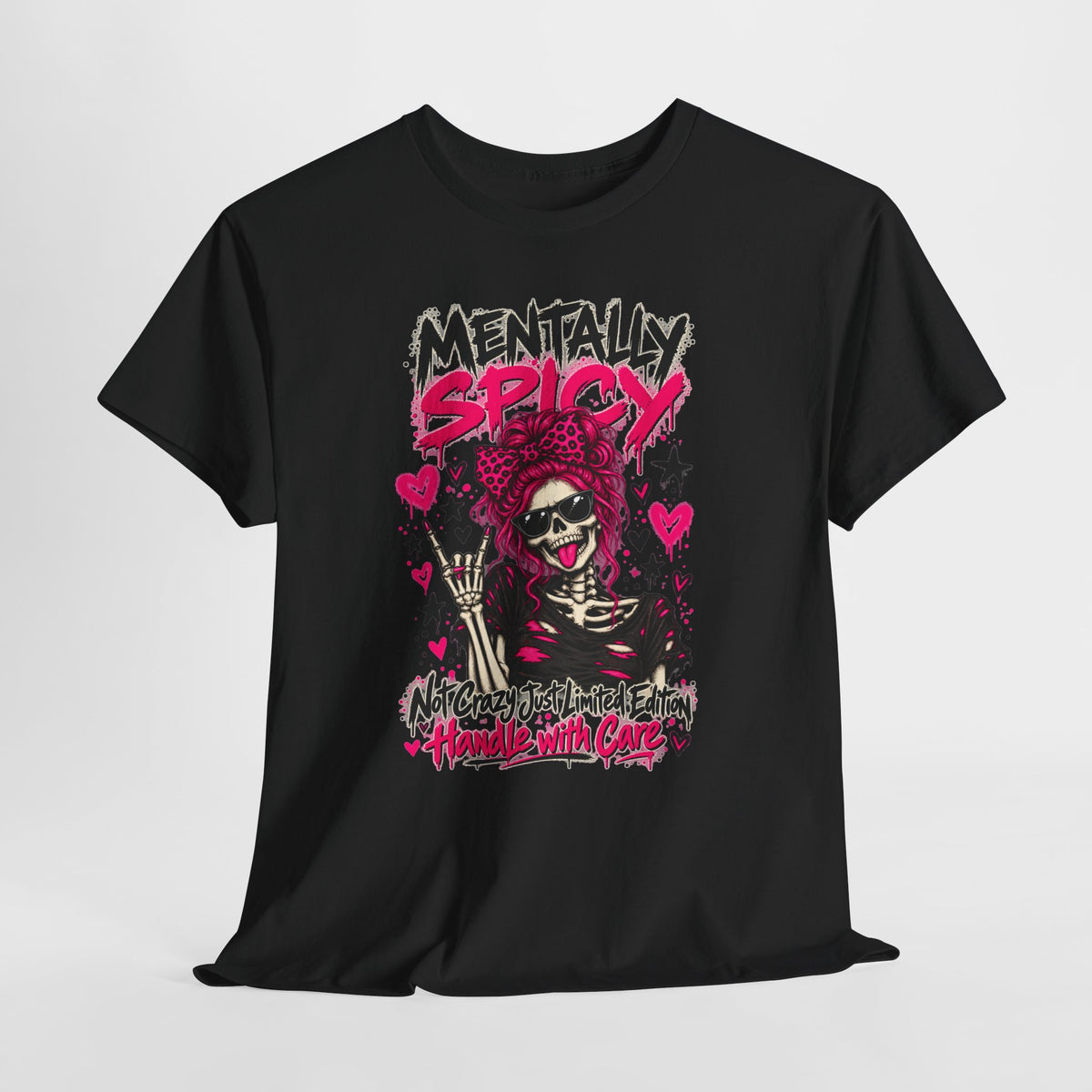 Mentally Spicy Skeleton Graphic T-Shirt