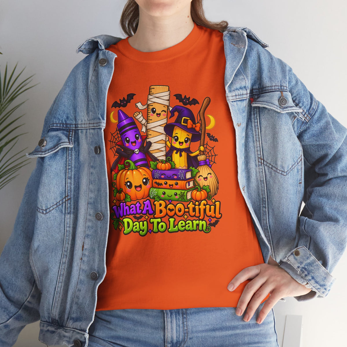 Halloween Teacher Tee — "What A Boo-tiful Day To Learn" Kids' Classroom Shirt