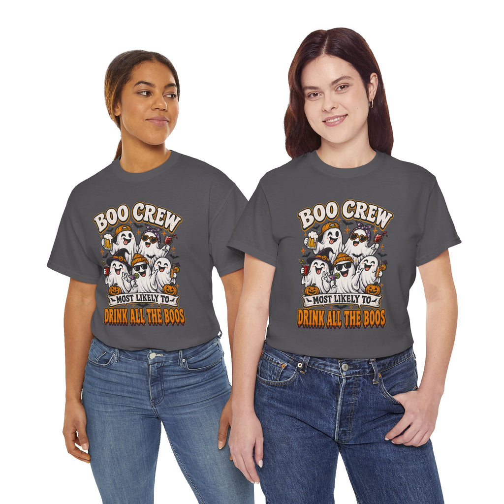 Boo Crew Halloween Tee — “Most Likely To Drink All The Boos” Ghost Party Shirt