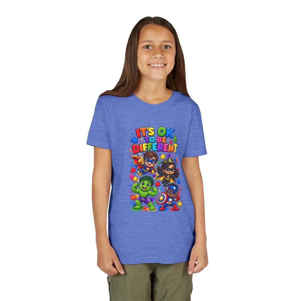 Kids T-Shirt — "It's OK to Be Different" Colorful Superhero Diversity Tee