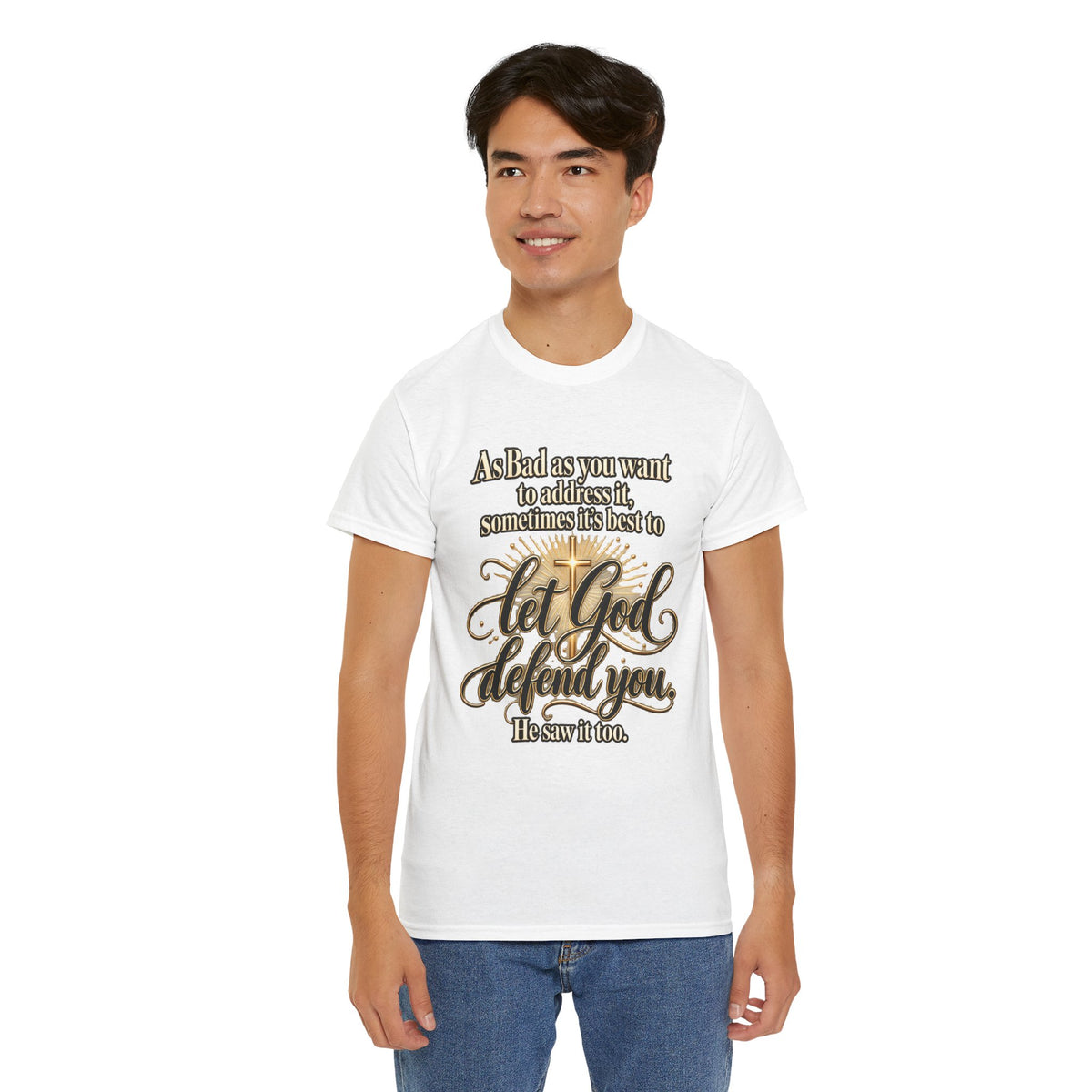Let God Defend You Inspirational Christian T-Shirt