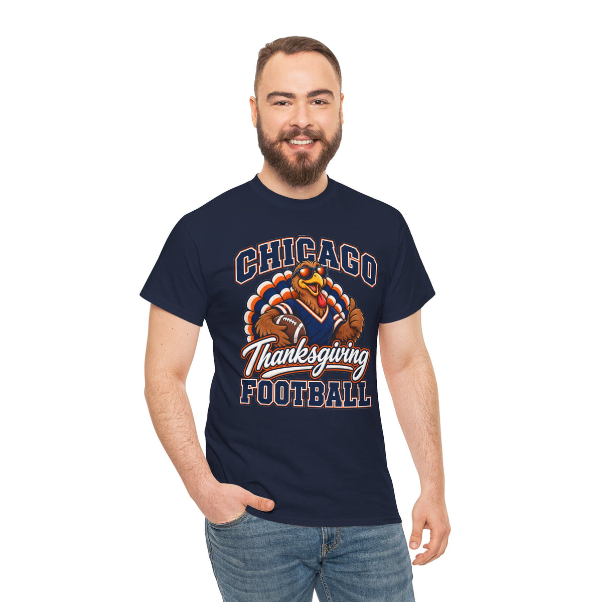 Chicago Thanksgiving Football T-Shirt — Turkey Mascot Game Day Tee