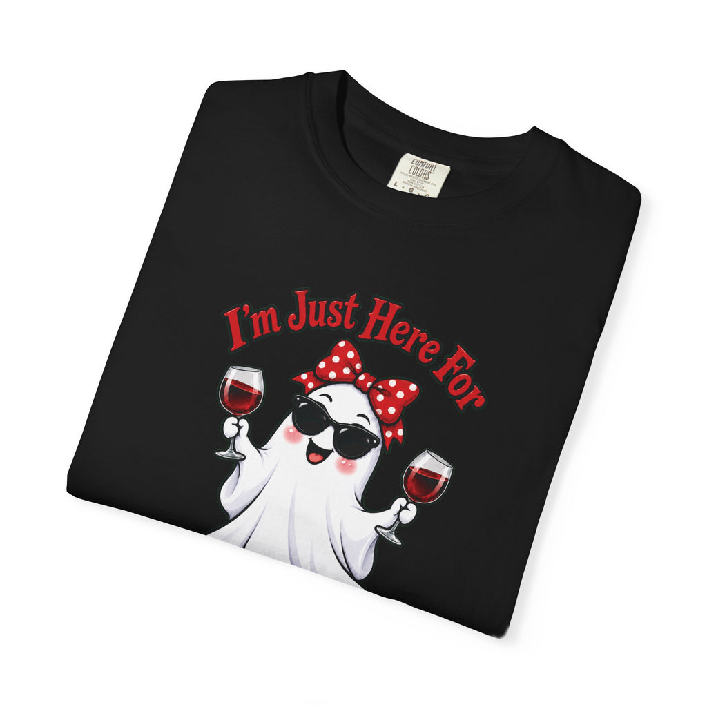 Wine Ghost T-Shirt — "I'm Just Here For The Spirits" Halloween Tee