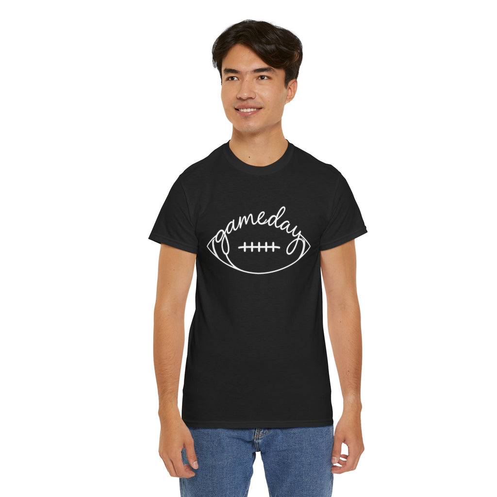 Gameday Football Tee — 'gameday' Script Football Graphic T-Shirt