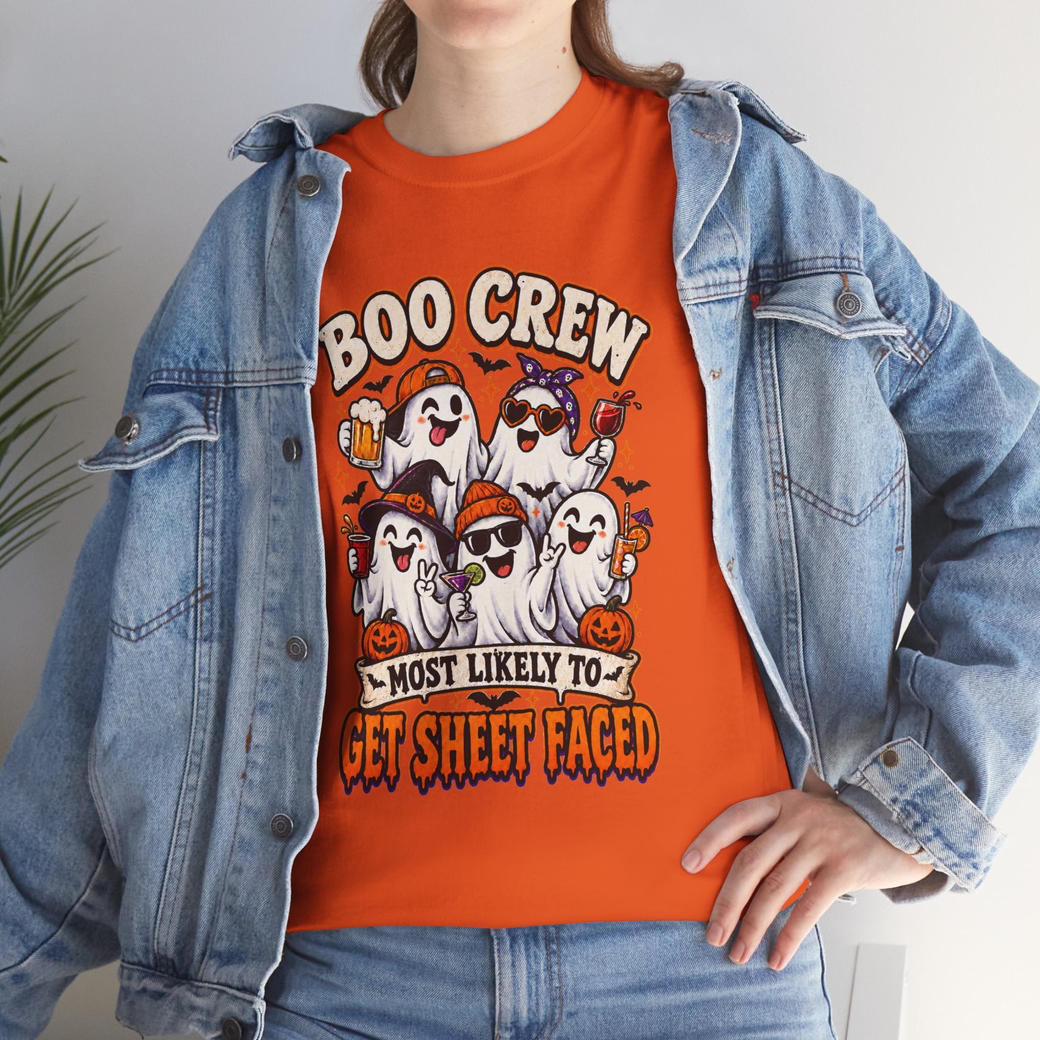 Boo Crew Halloween T-Shirt — “Most Likely to Get Sheet Faced” Funny Ghost Party Tee