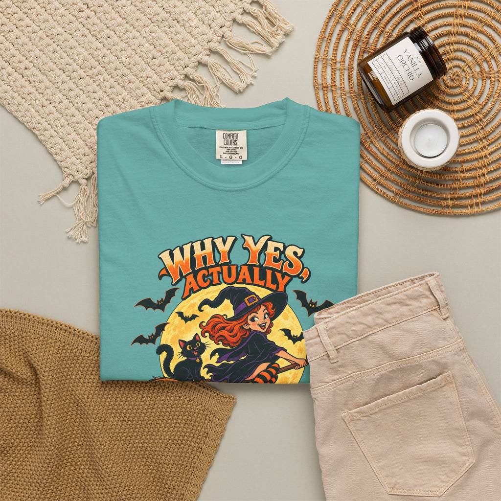 Witch Broom Halloween T-Shirt — "Why Yes Actually I Can Drive A Stick"