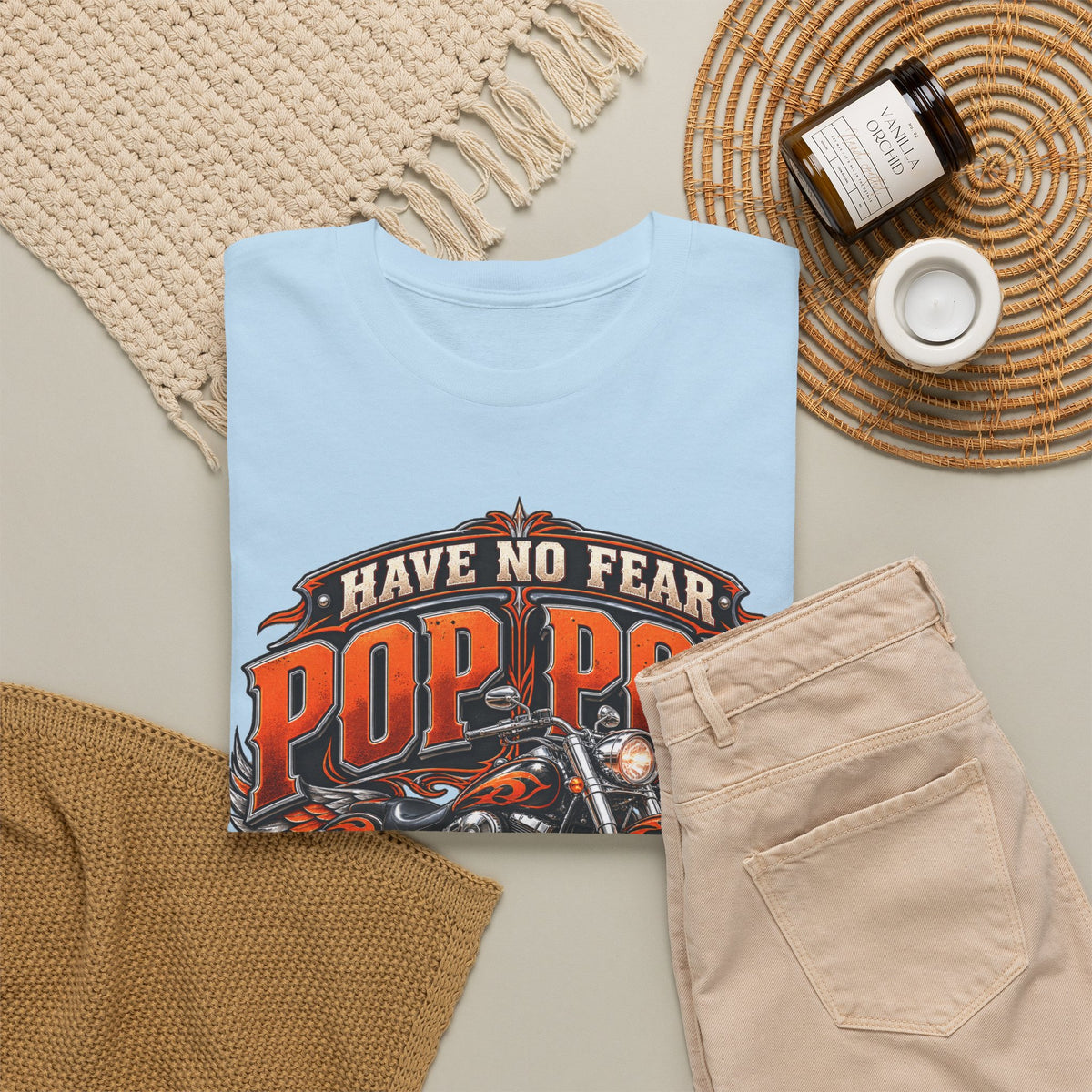 Pop Pop Is Here Motorcycle Dad T-Shirt