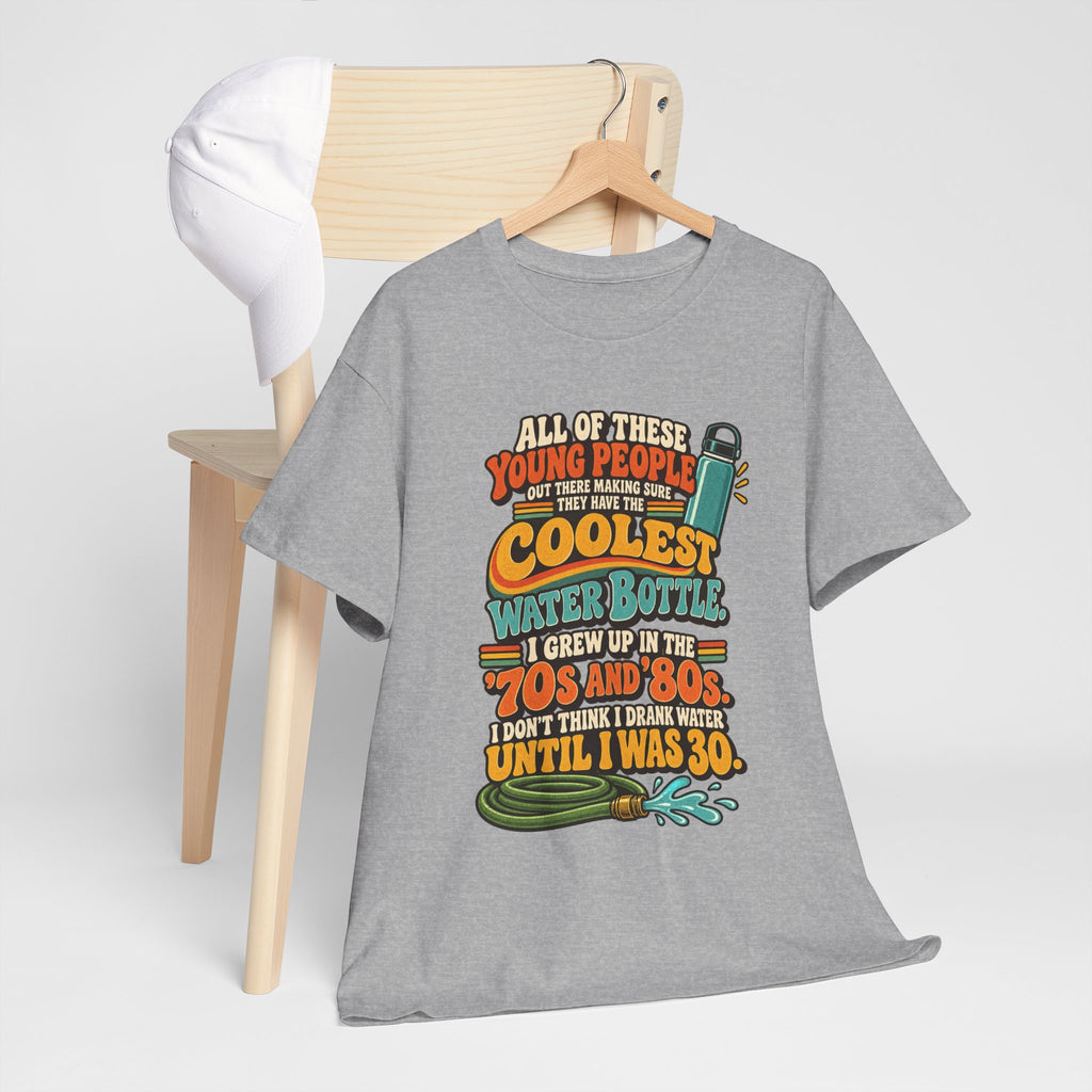 Retro 70s-80s Funny Water Bottle Tee — "Coolest Water Bottle" Graphic T-Shirt