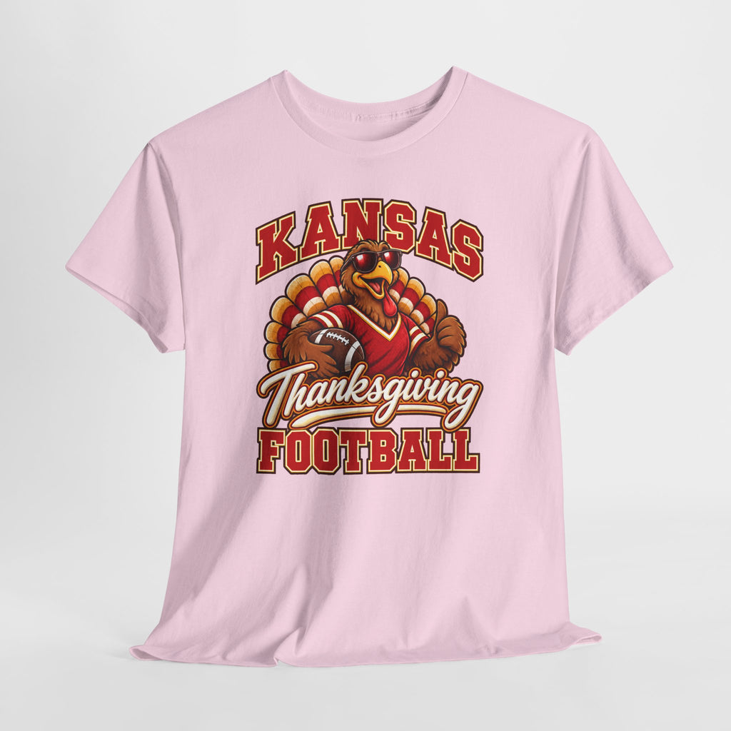Kansas Thanksgiving Football T‑Shirt — Turkey Mascot Holiday Game Tee