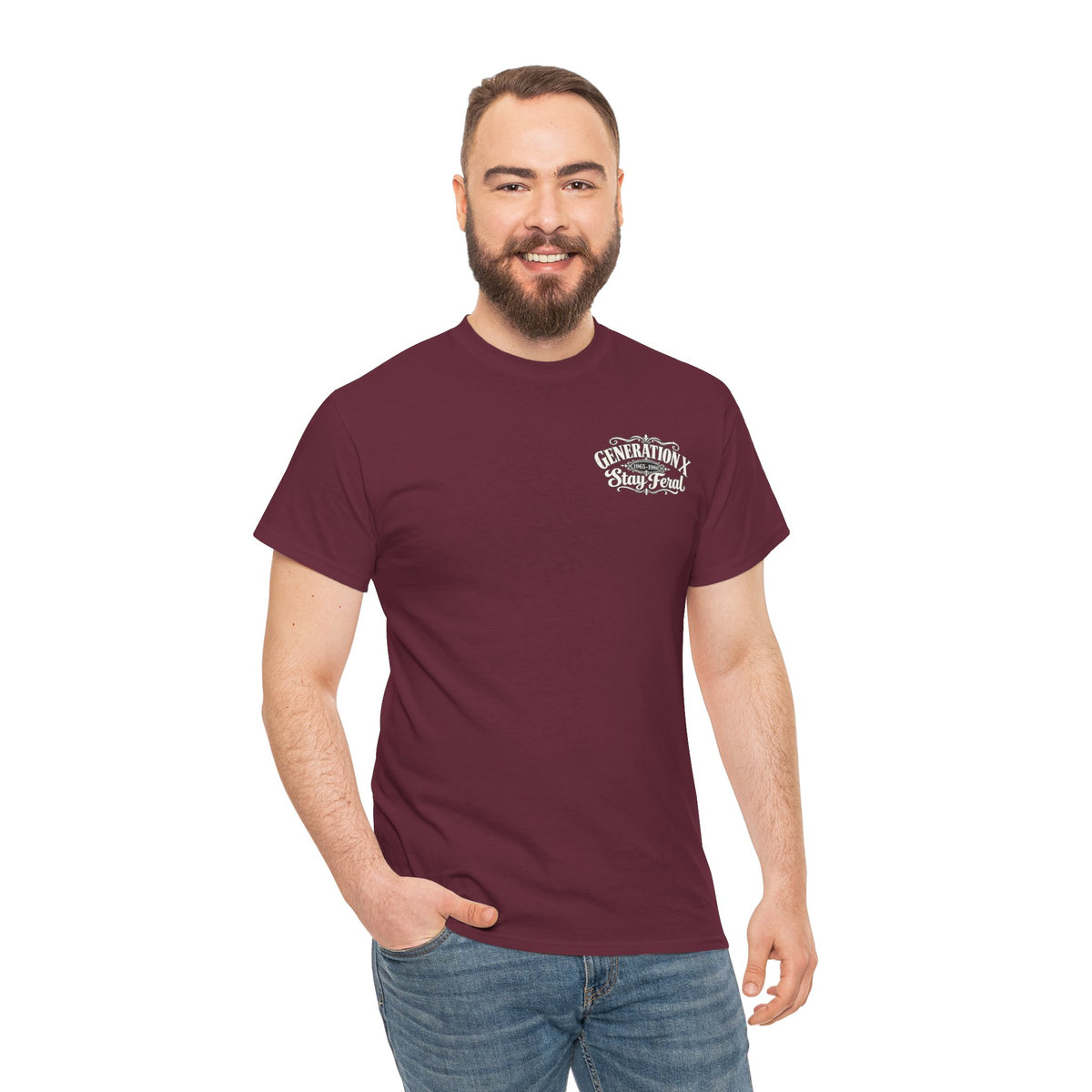 Generation X T‑Shirt — 'Stay Feral' Vintage Whiskey Label Tee (Born 1965–1980)