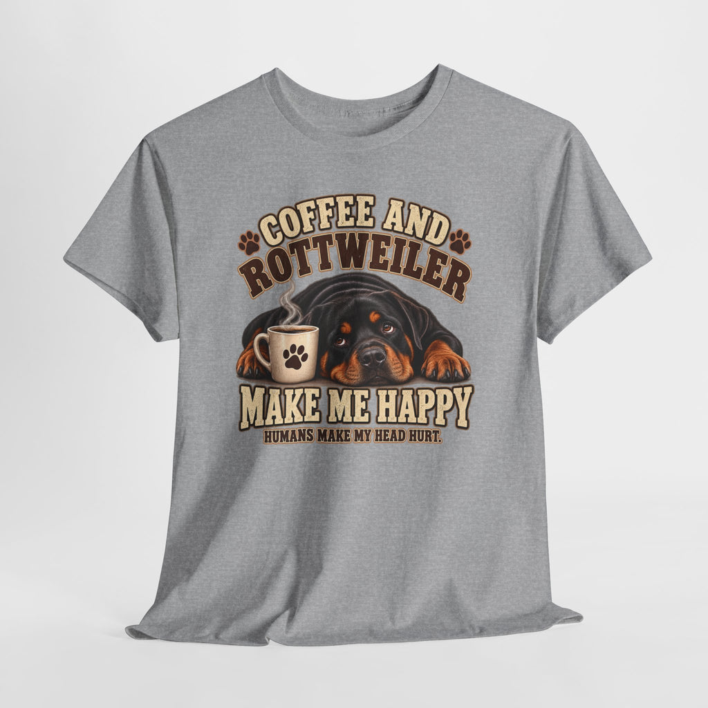 Coffee and Rottweiler Tee — "Coffee and Rottweiler Make Me Happy" Dog Lover Shirt