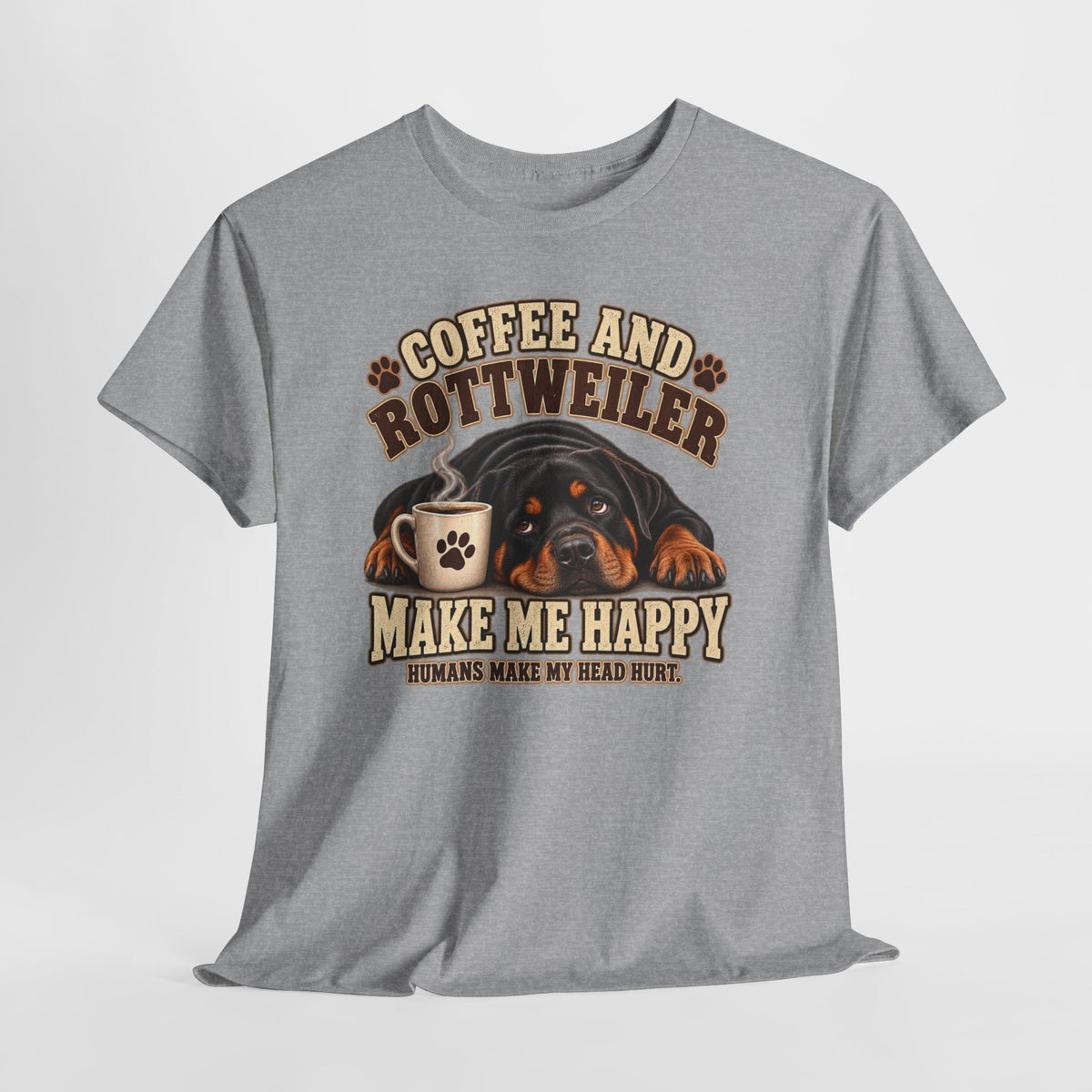 Coffee and Rottweiler Tee — "Coffee and Rottweiler Make Me Happy" Dog Lover Shirt