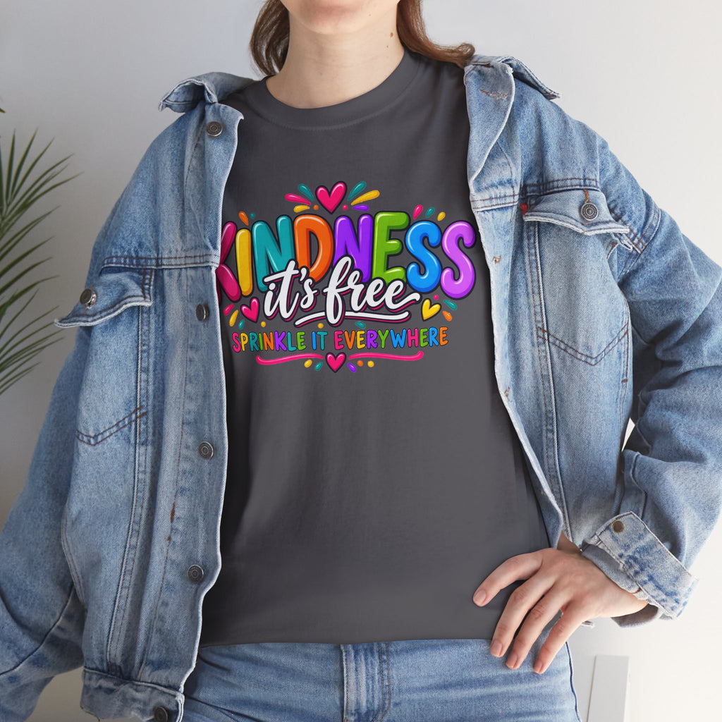 Kindness Is Free Rainbow Tee — Cute Positive Message T-Shirt