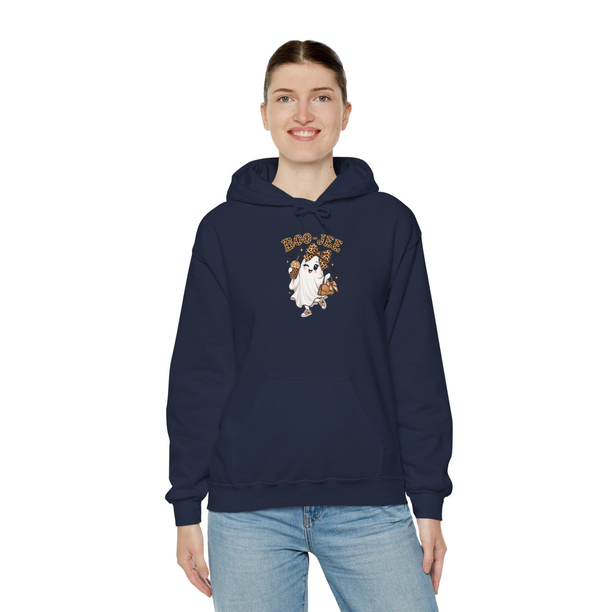 Leopard Bow Ghost Hoodie — Cute Halloween Pumpkin Sweatshirt
