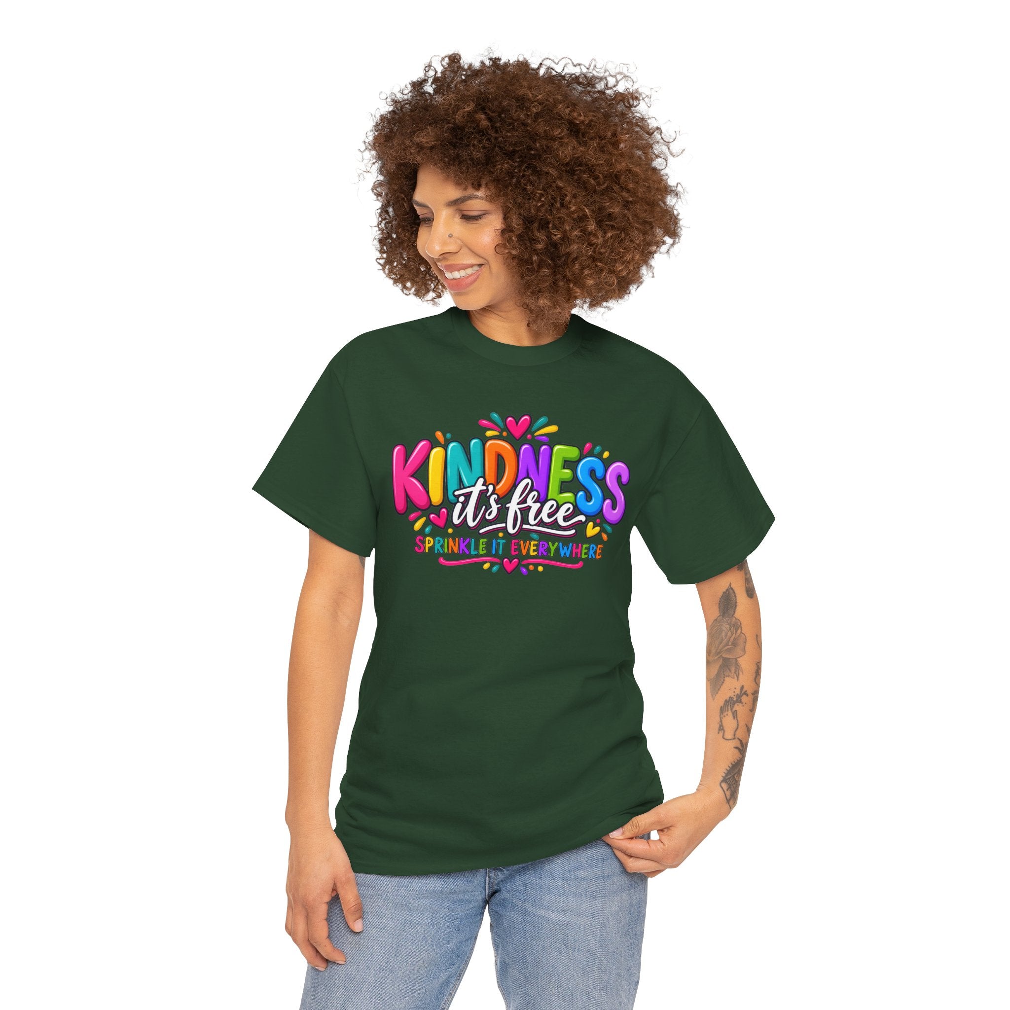 Kindness Is Free Rainbow Tee — Cute Positive Message T-Shirt