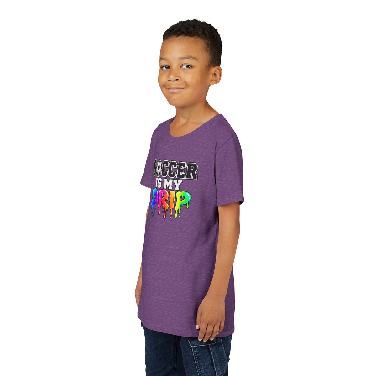 Youth Tee — "Soccer Is My Drip" Colorful Drip Soccer Graphic