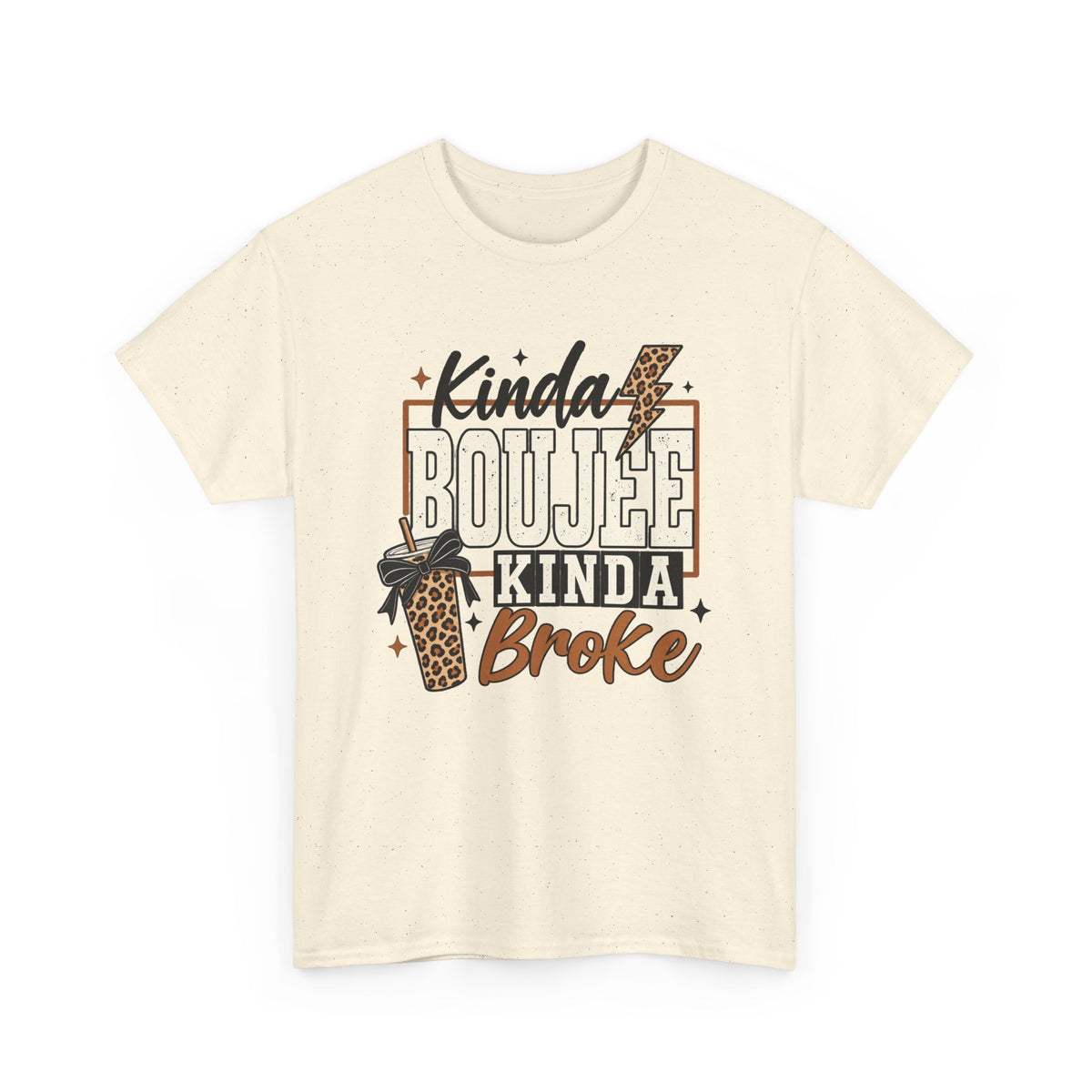 Kinda Boujee Kinda Broke Tee — Leopard Coffee Cup Graphic Shirt