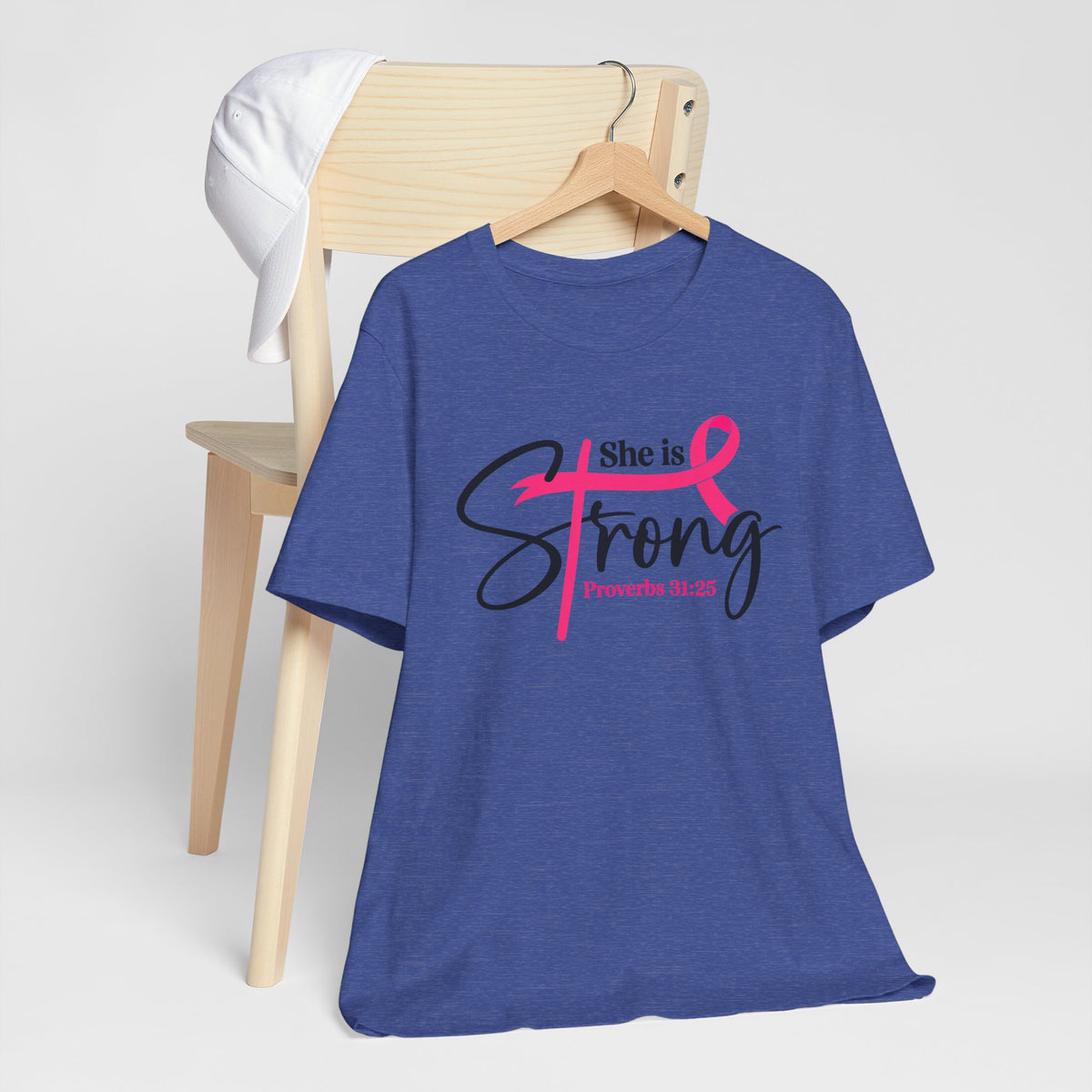 She Is Strong Breast Cancer Awareness Tee — "She is Strong" Proverbs 31:25