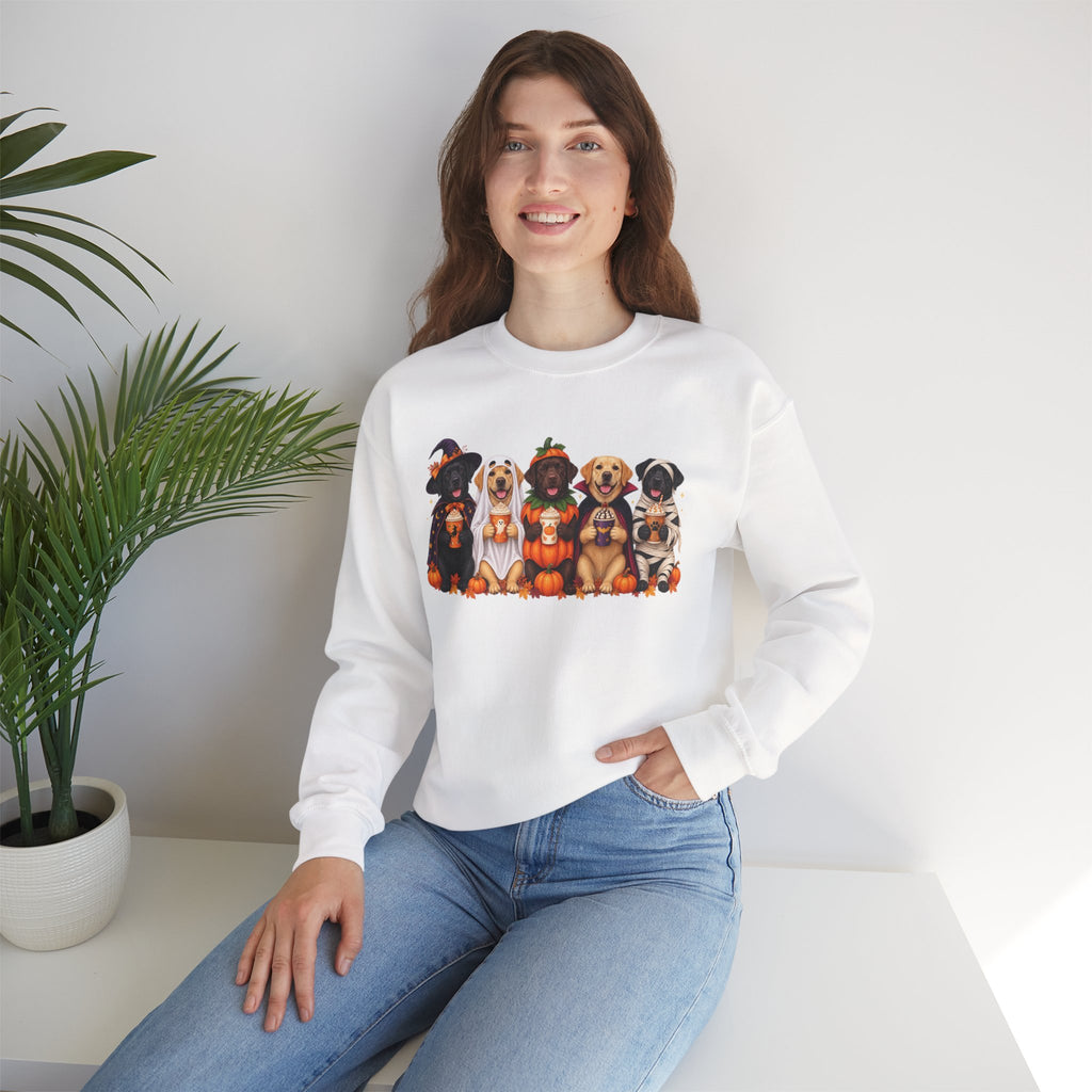 Halloween Dogs Crewneck Sweatshirt — Cute Puppies in Costumes Fall Pullover