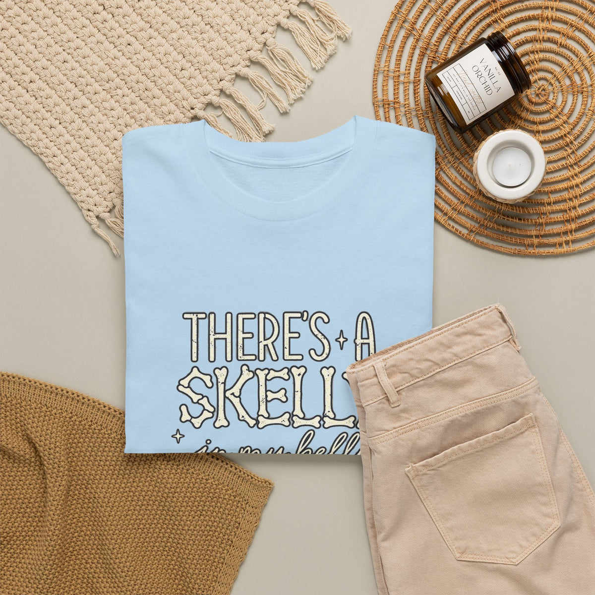 Skeleton Heart T‑Shirt — "There's a Skelly in My Belly" Cute Halloween Tee