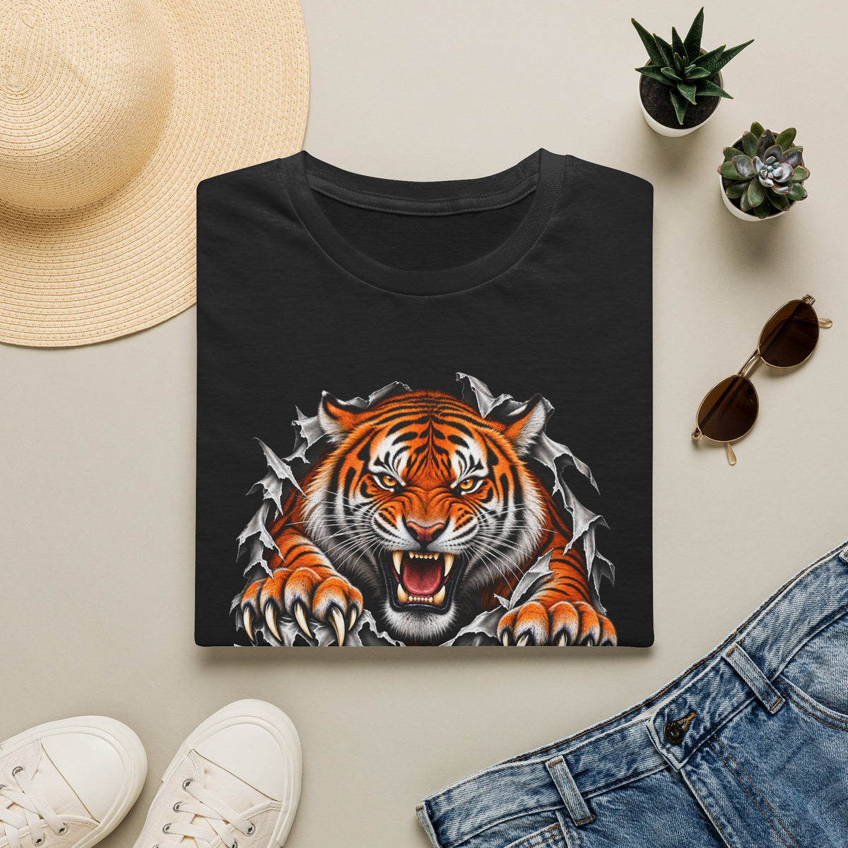 Tiger Graphic T-Shirt — "Who Dey!" Fierce Roaring Design