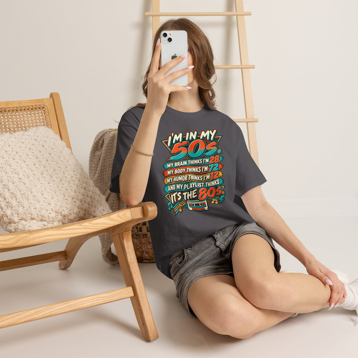 Retro 50s Birthday T‑Shirt — "I'm in My 50s" 80s Playlist Cassette Tee