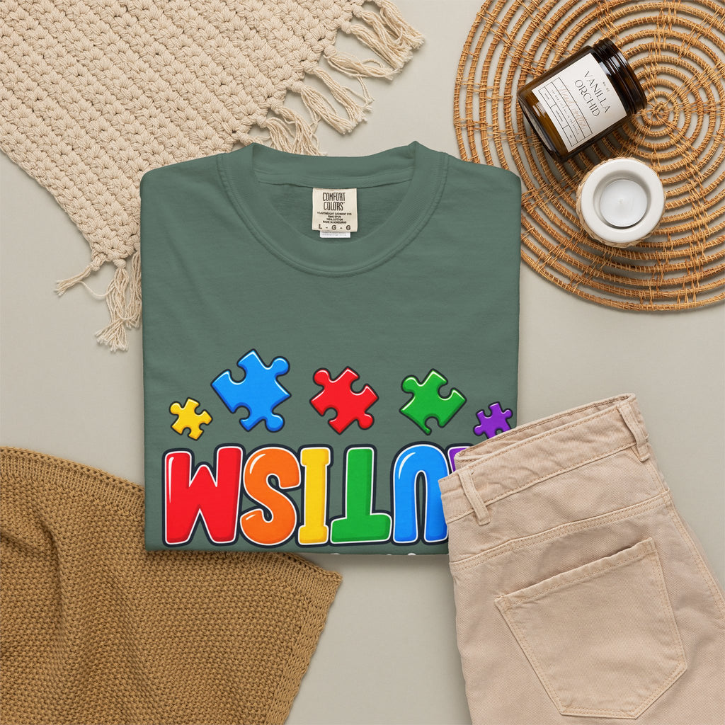 Autism Awareness T-Shirt — "Seeing the World From a Different Angle" Puzzle Design