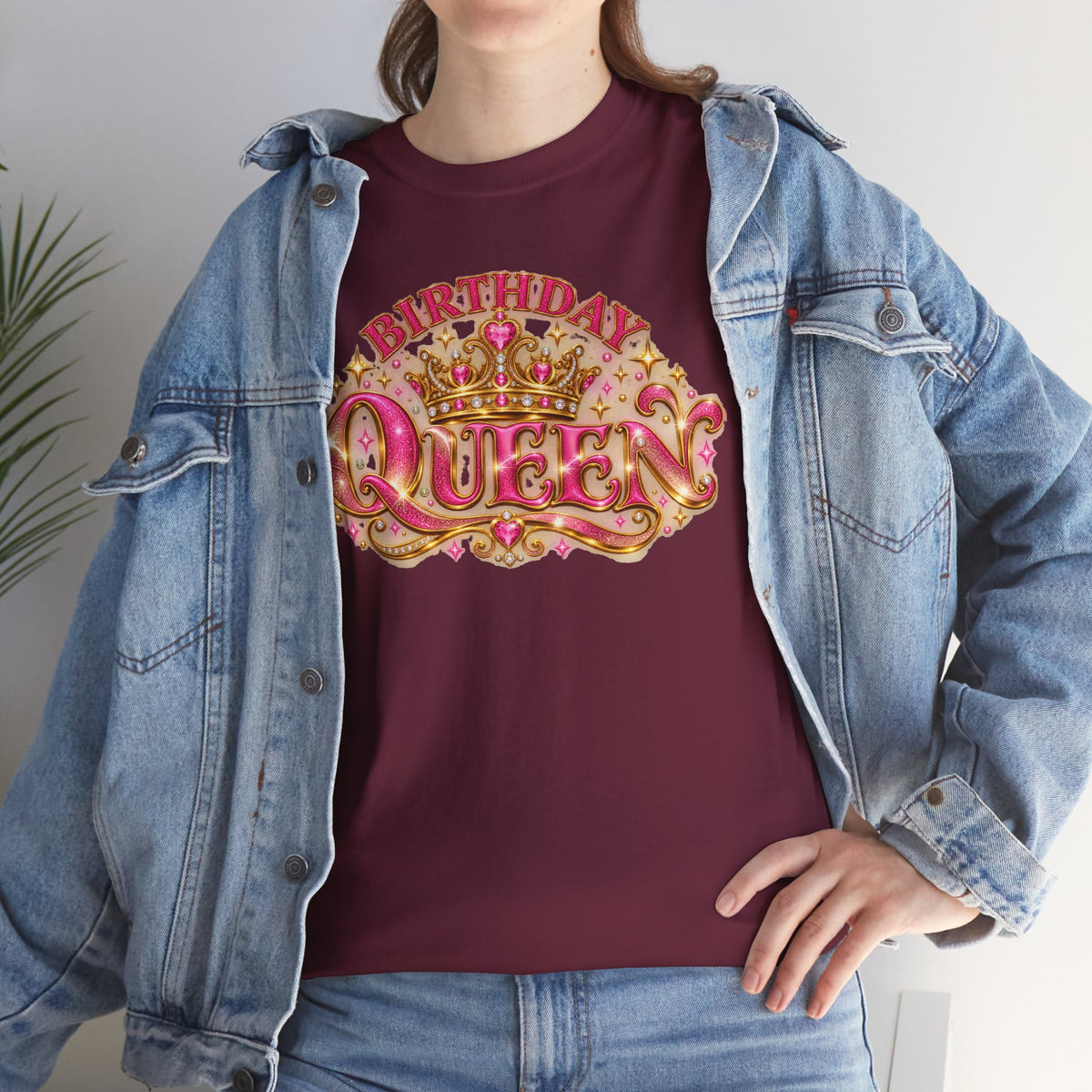 Birthday Queen Graphic T-Shirt | Pink & Gold Crown
