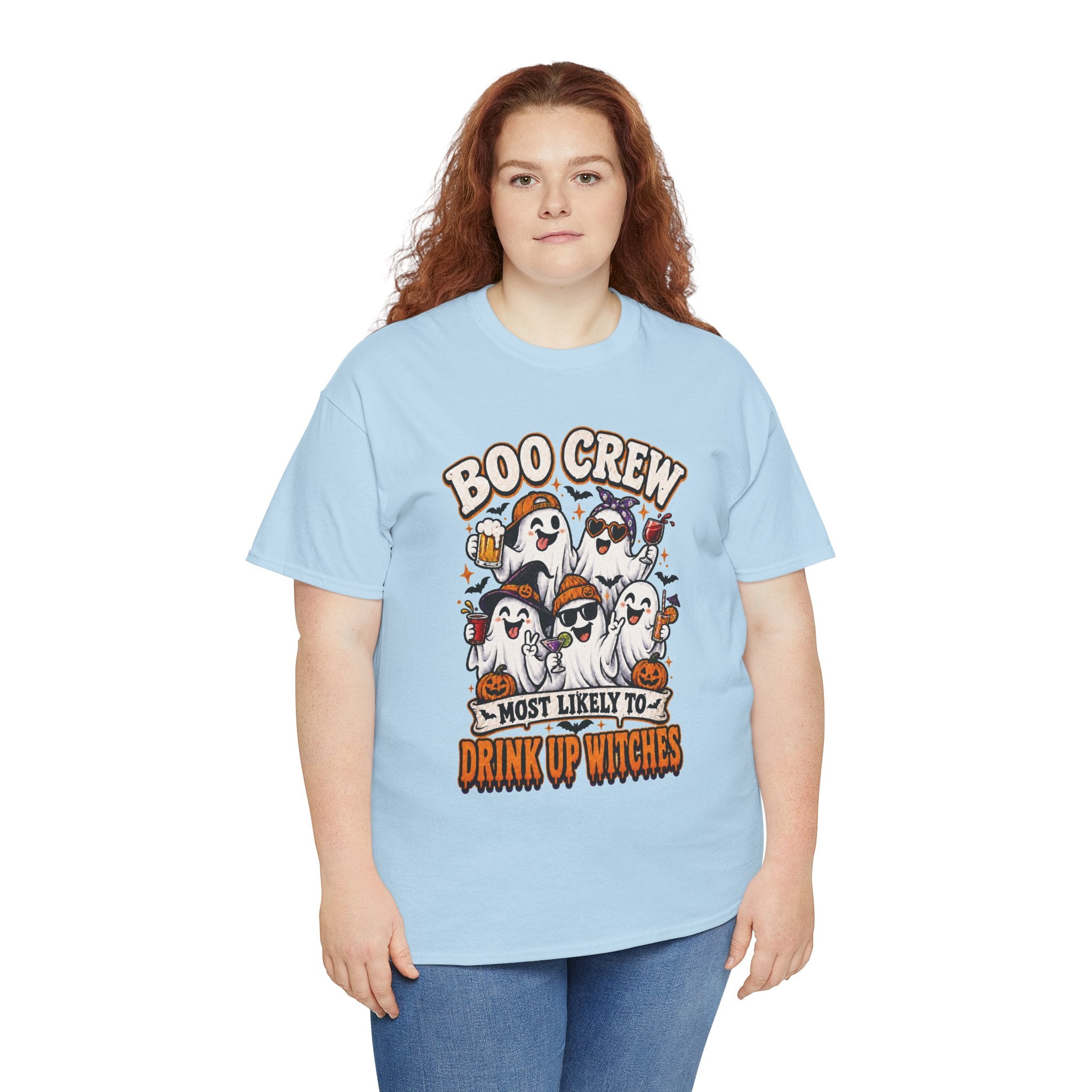 Boo Crew Halloween Tee — "Most Likely to Drink Up Witches" Ghost Party Shirt