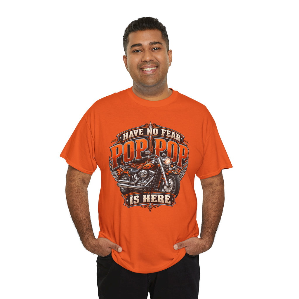 Pop Pop Is Here Motorcycle Dad T-Shirt