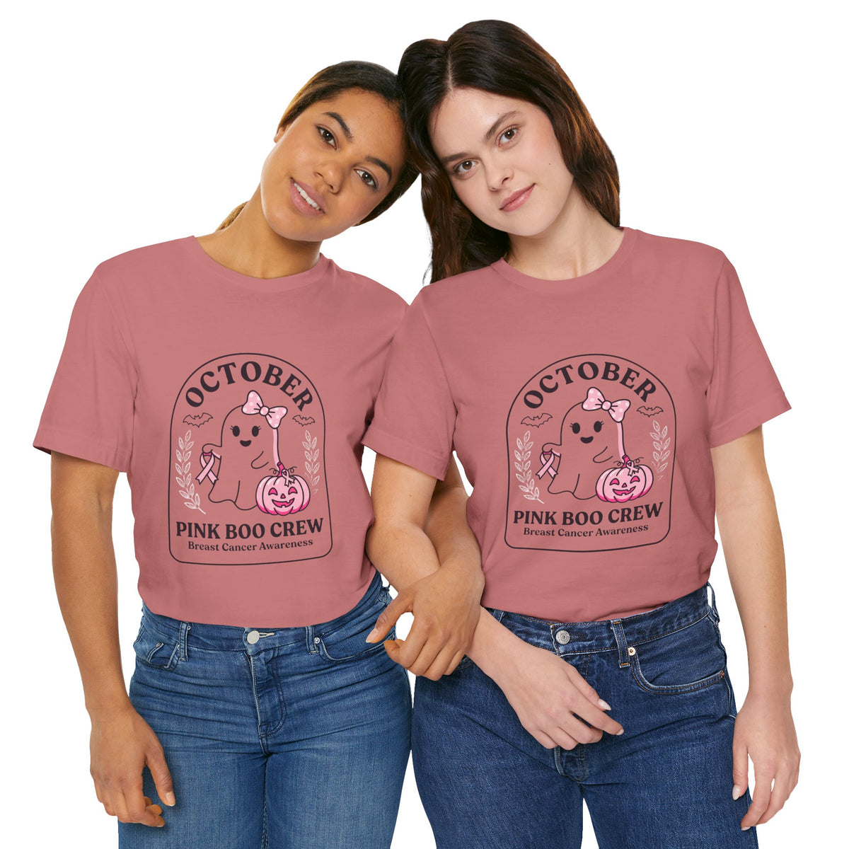 October Pink Boo Crew Tee — Breast Cancer Awareness Ghost T-Shirt