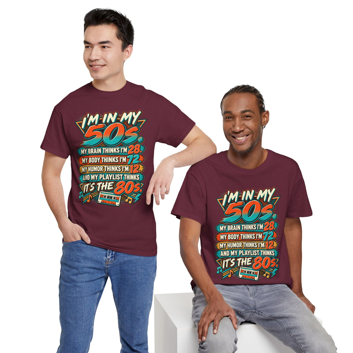 Retro 50s Birthday T‑Shirt — "I'm in My 50s" 80s Playlist Cassette Tee