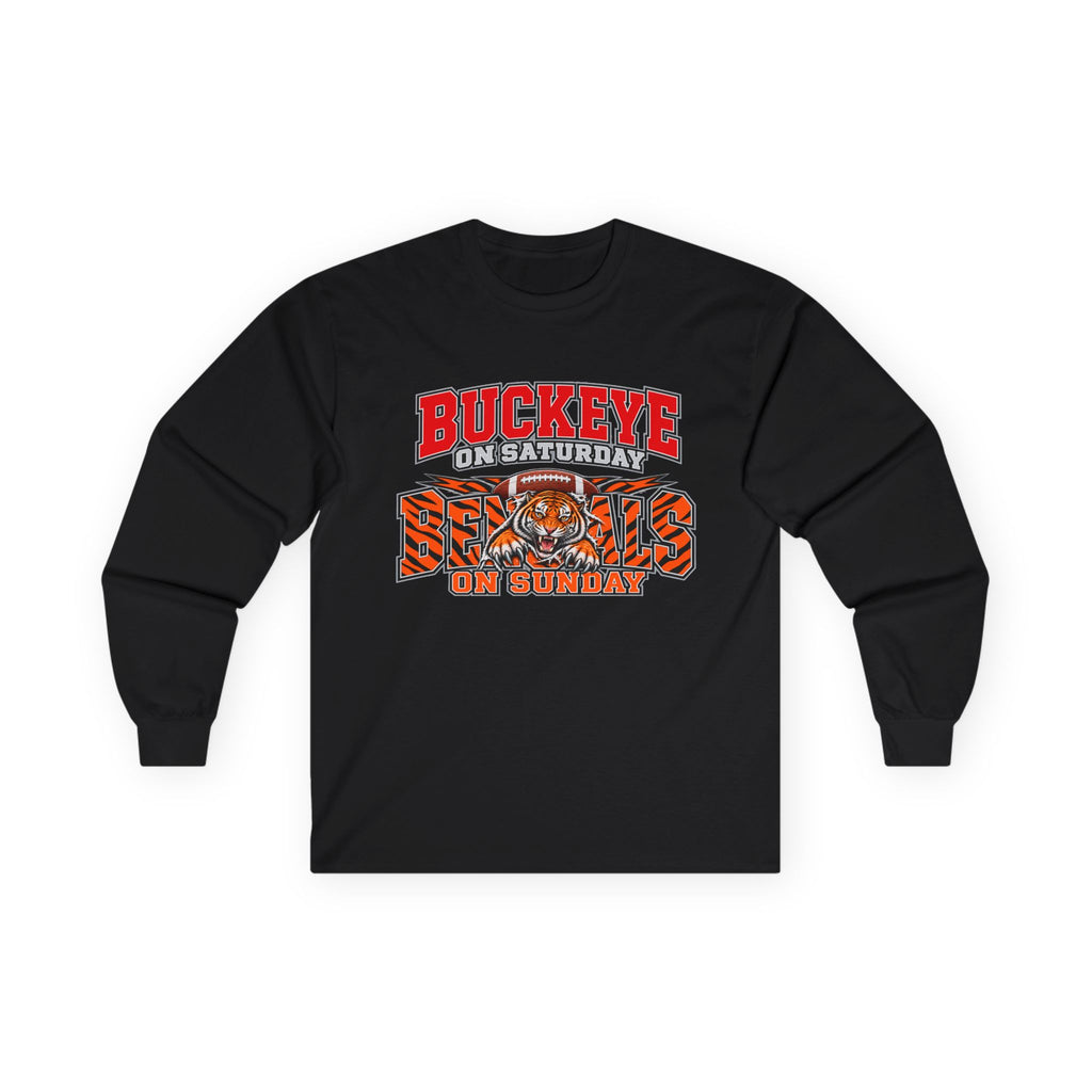 Buckeye Football Long Sleeve Tee – Saturday & Sunday Game Day Shirt