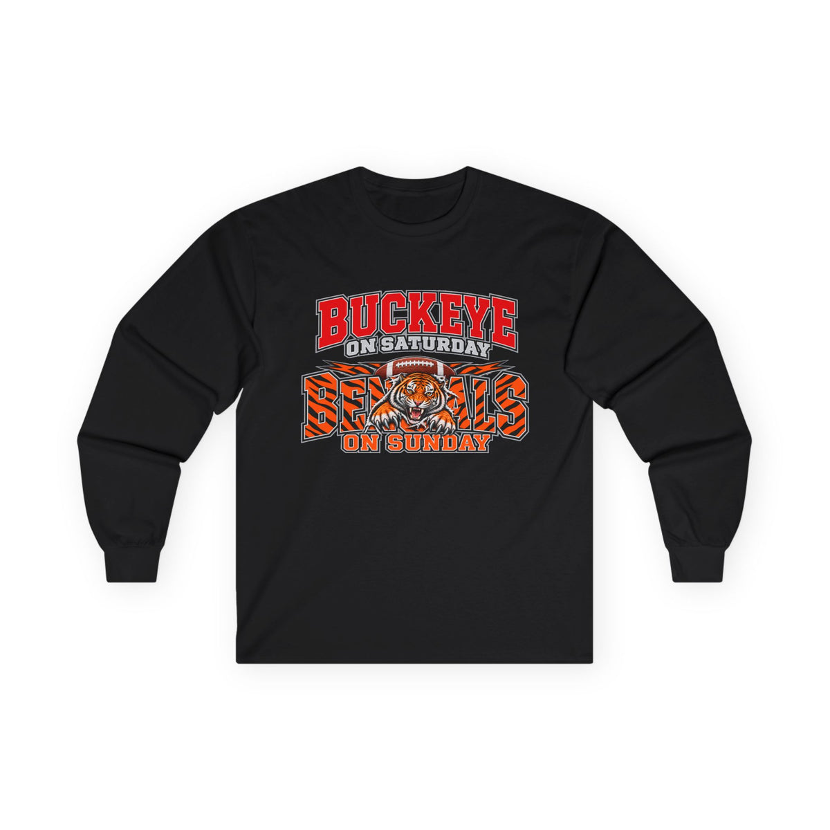 Buckeye Football Long Sleeve Tee – Saturday & Sunday Game Day Shirt